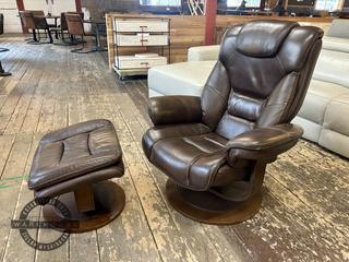 Faringdon Leather Euro Chair Ottoman Auction The Old Warehouse Furniture Auction